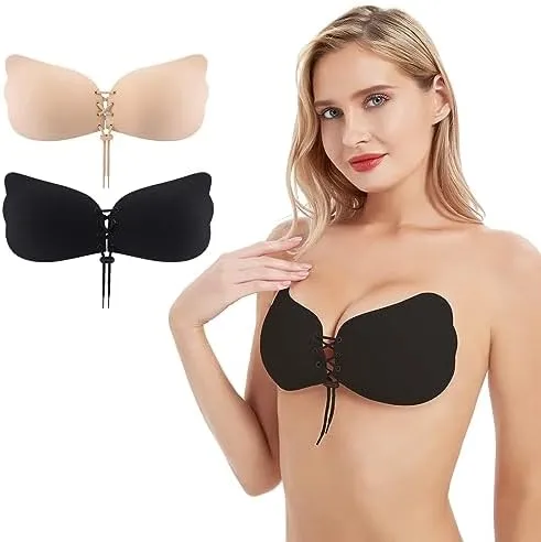 Women's Strapless Silicone Push Up Bra with Drawstring